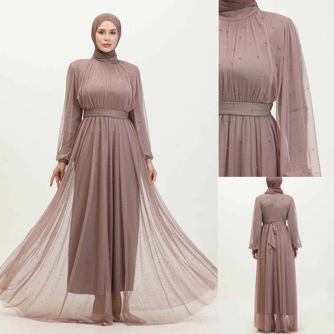 Turkish Net Pearls Belt Style Heavy-Flair Long-Length Maxi. (Premium Collection)