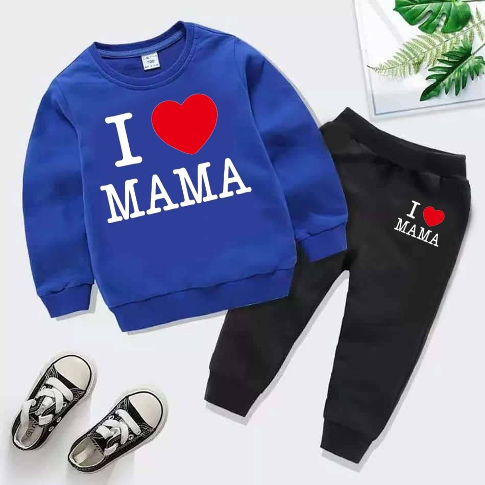 I Love MAMA Kids Sweat Style 2-Pcs Winter Tracksuit