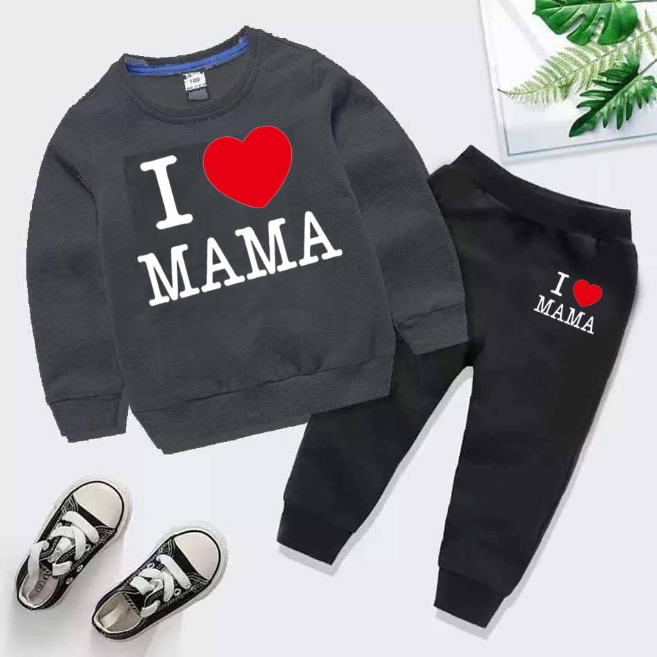 I Love MAMA Kids Sweat Style 2-Pcs Winter Tracksuit
