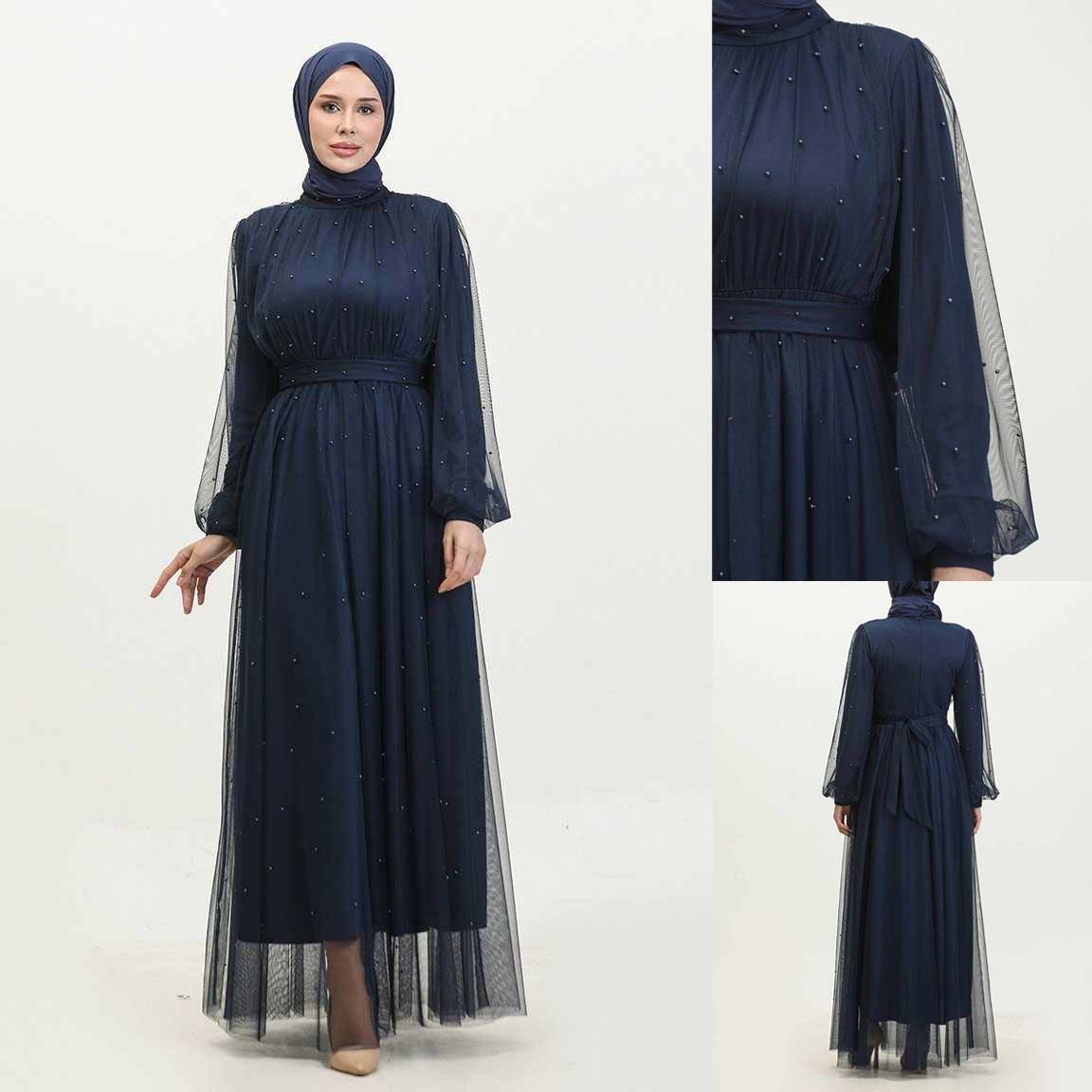 Turkish Net Pearls Belt Style Heavy-Flair Long-Length Maxi. (Premium Collection)