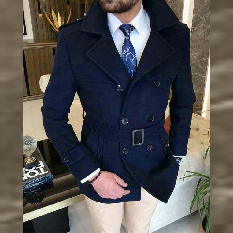 KingsMen Belt Style Casual Winter Fleece Coat. MWJ-409