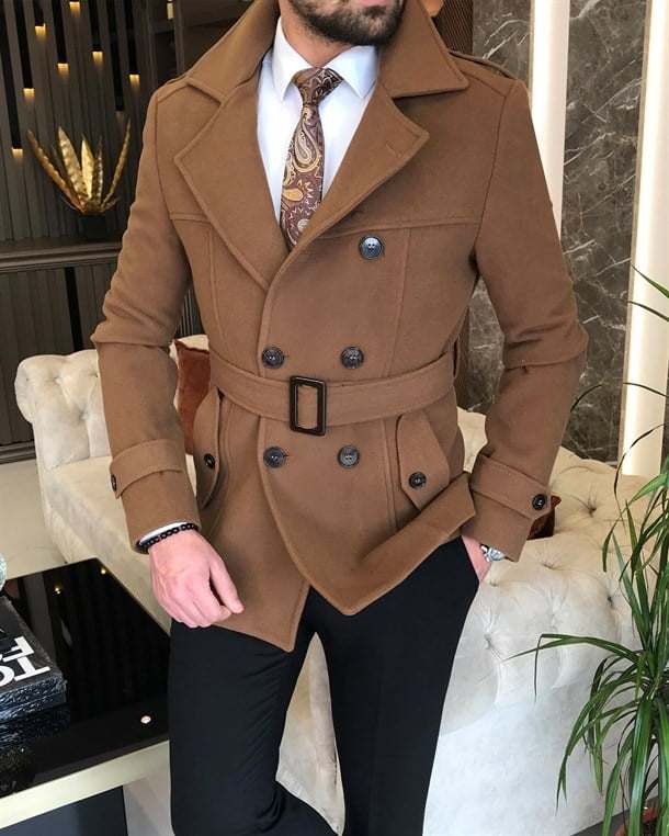 KingsMen Belt Style Casual Winter Fleece Coat. MWJ-409