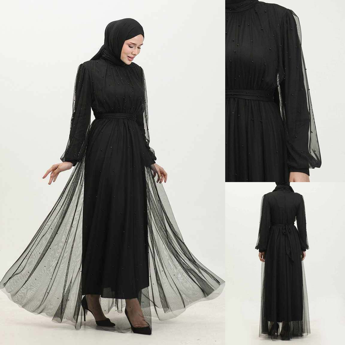 Turkish Net Pearls Belt Style Heavy-Flair Long-Length Maxi. (Premium Collection)