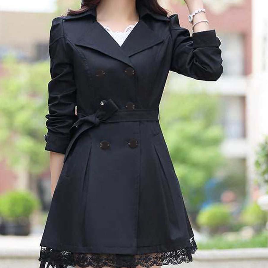 Lace Style Korean Trench Coat For Winter's.