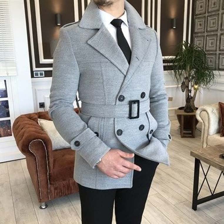 KingsMen Belt Style Casual Winter Fleece Coat. MWJ-409