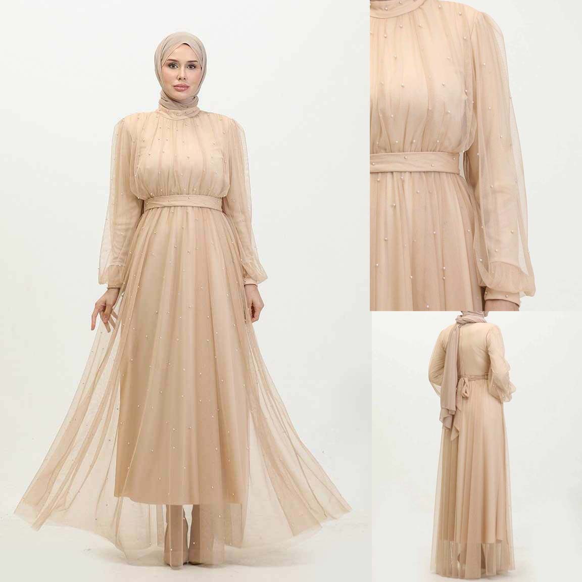 Turkish Net Pearls Belt Style Heavy-Flair Long-Length Maxi. (Premium Collection)