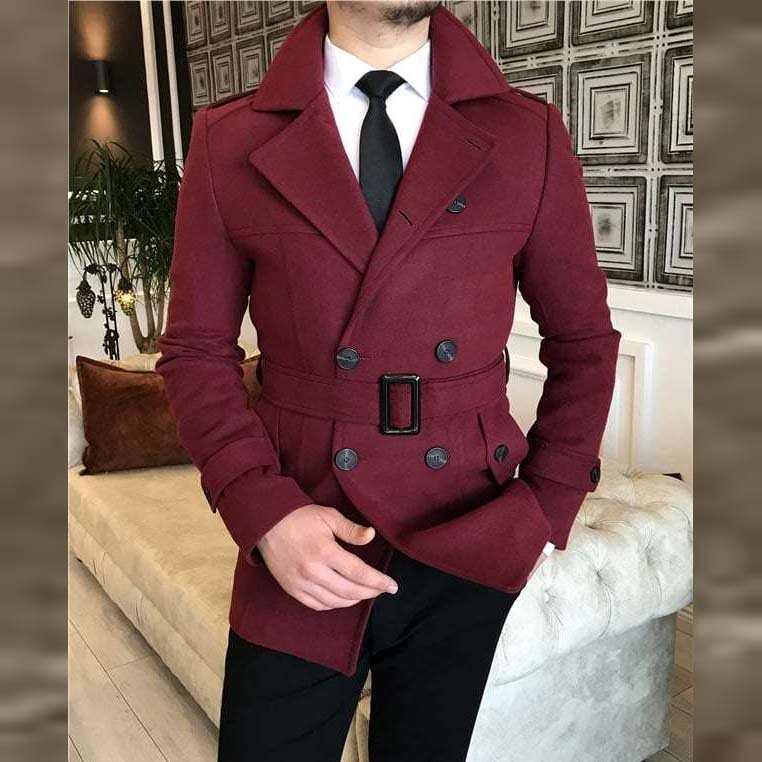 KingsMen Belt Style Casual Winter Fleece Coat. MWJ-409