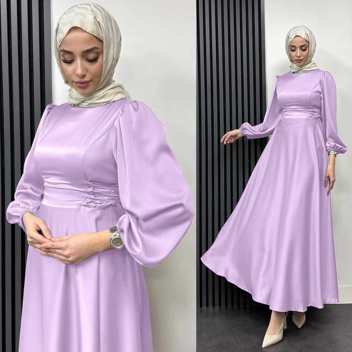 Turkish Satin Heavy-Flair Long-Length Maxi.
