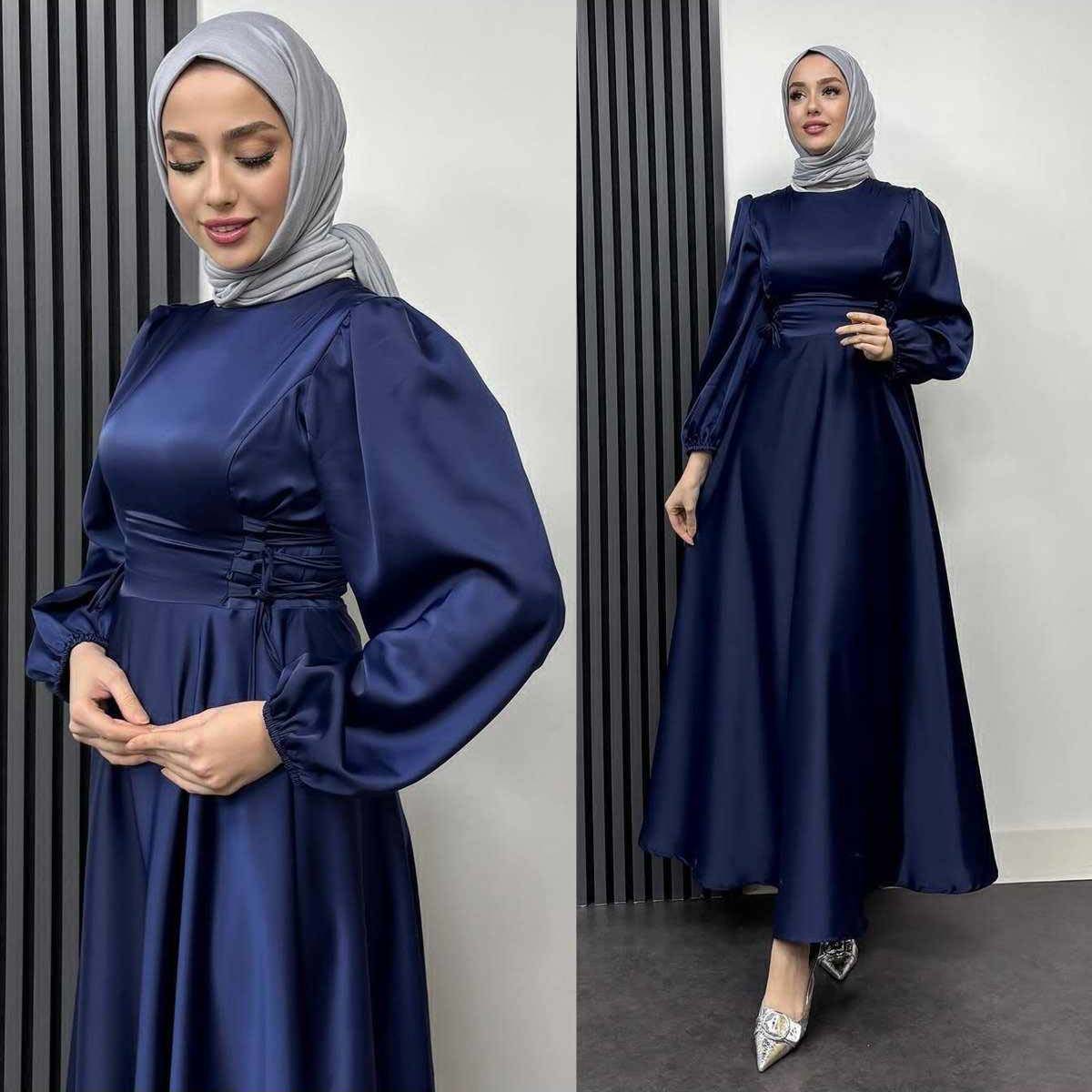 Turkish Satin Heavy-Flair Long-Length Maxi.