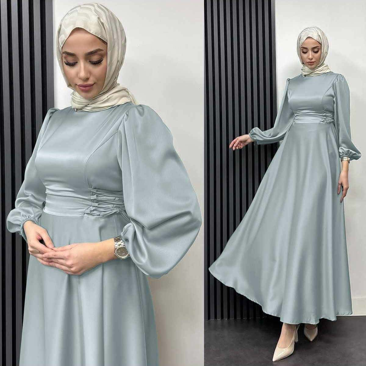 Turkish Satin Heavy-Flair Long-Length Maxi.