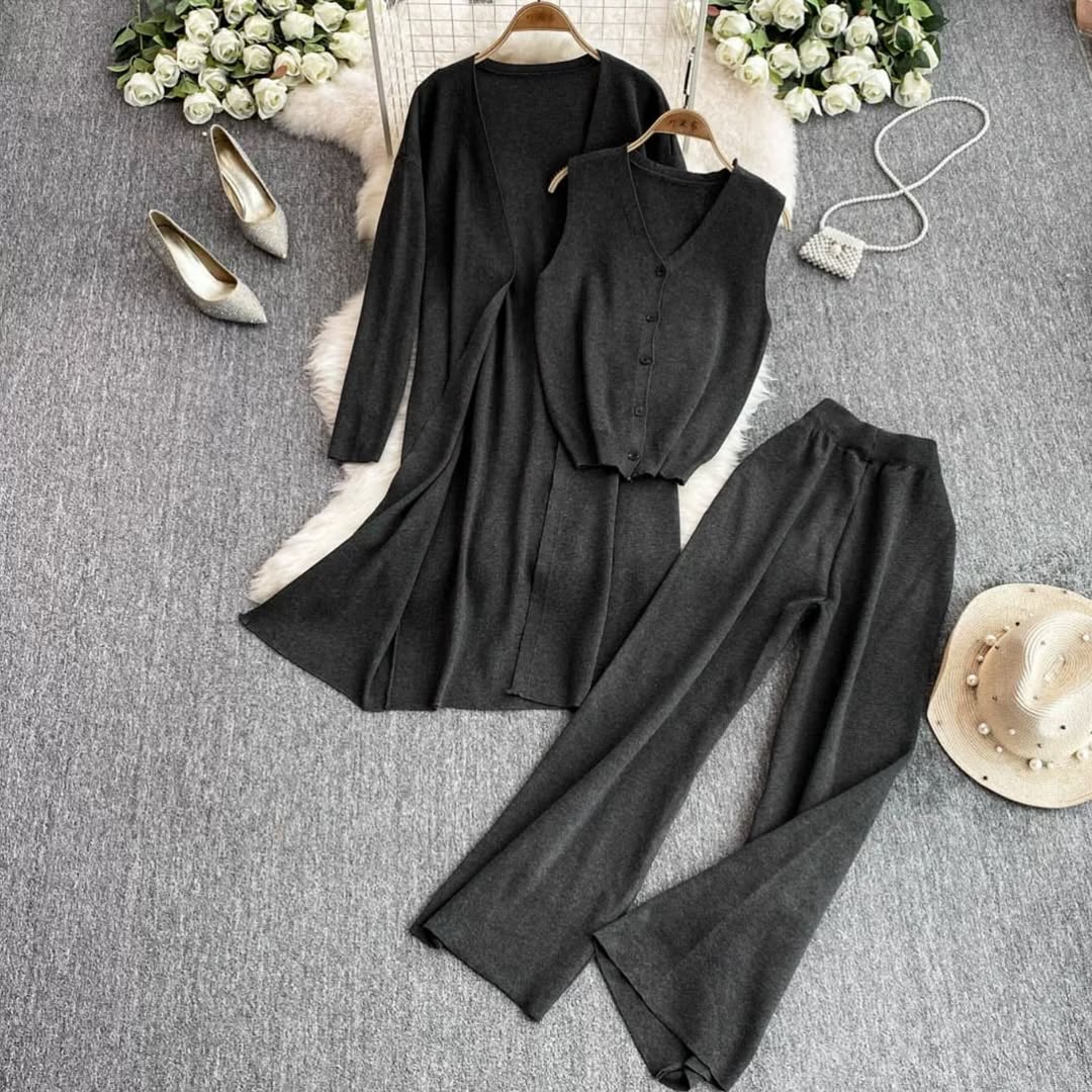 Long Gown Style 3-Pcs Winter Co-Ord Suit. WWTS-26