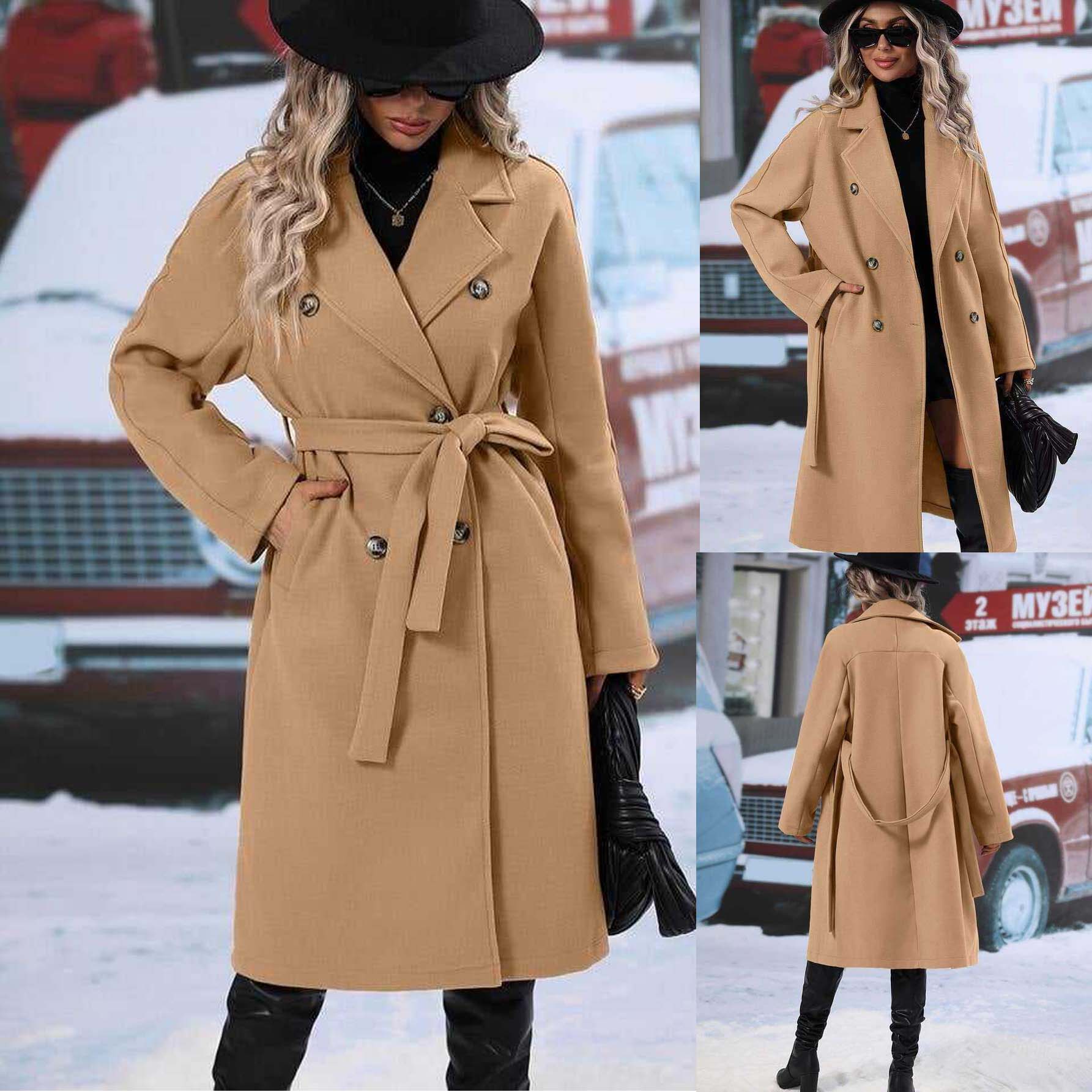 Italian Collar Style Casual Winter Trench Coat For Her.