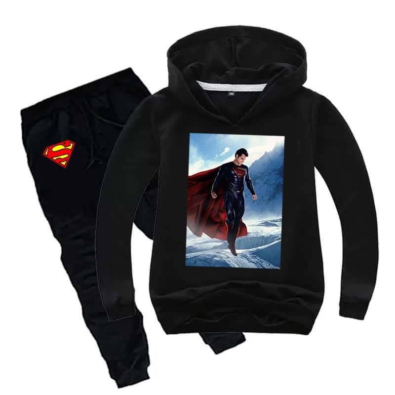 Kids Printed Super Man Hoodie Style 2-Pcs Winter Track-Suit.