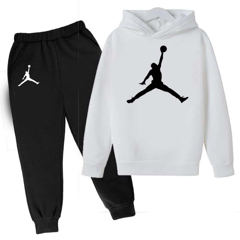 Kids Jordan Printed Pull-Over Hoodie Style 2-Pcs Winter Track-Suit.