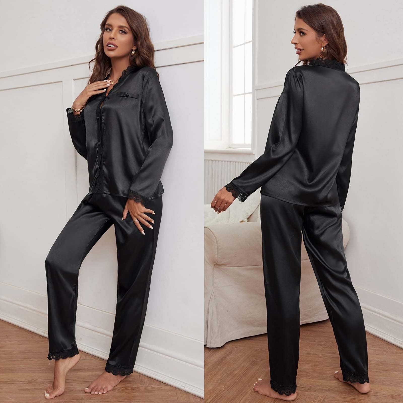 Imported Lace Style 2-Pcs Silk Nightsuit. D-7