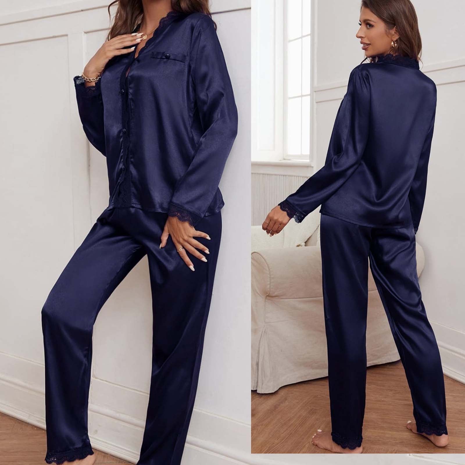 Imported Lace Style 2-Pcs Silk Nightsuit. D-7