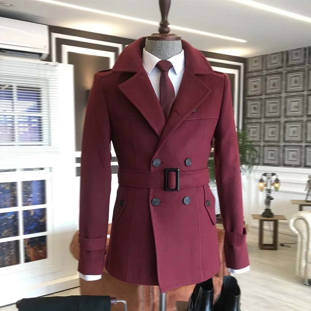 KingsMen Belt Style Casual Winter Fleece Coat. MWJ-409