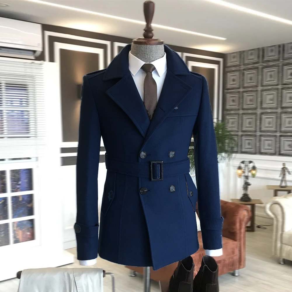 KingsMen Belt Style Casual Winter Fleece Coat. MWJ-409