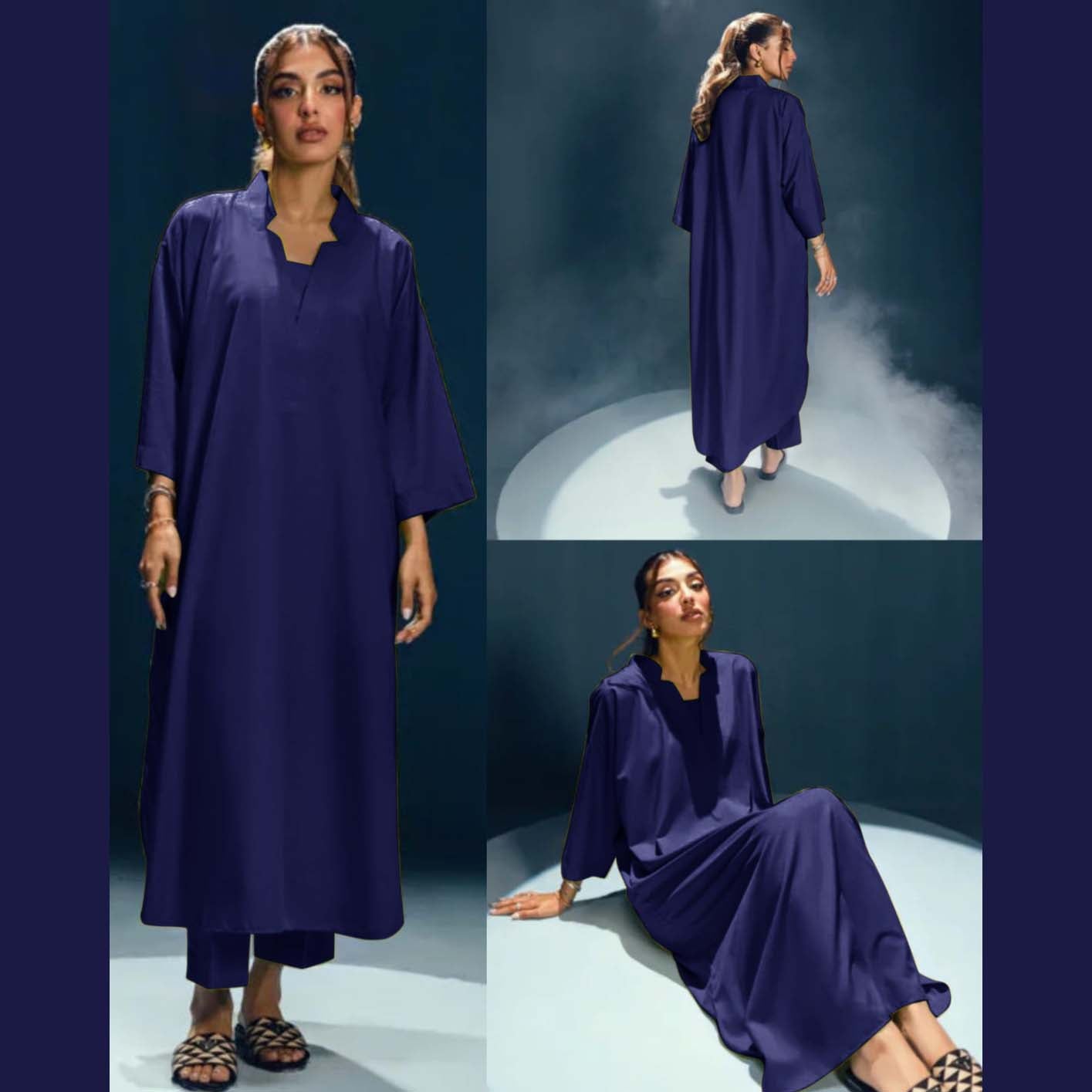 Long Length Cross Neck Style 2-Pcs Stiched Suit.