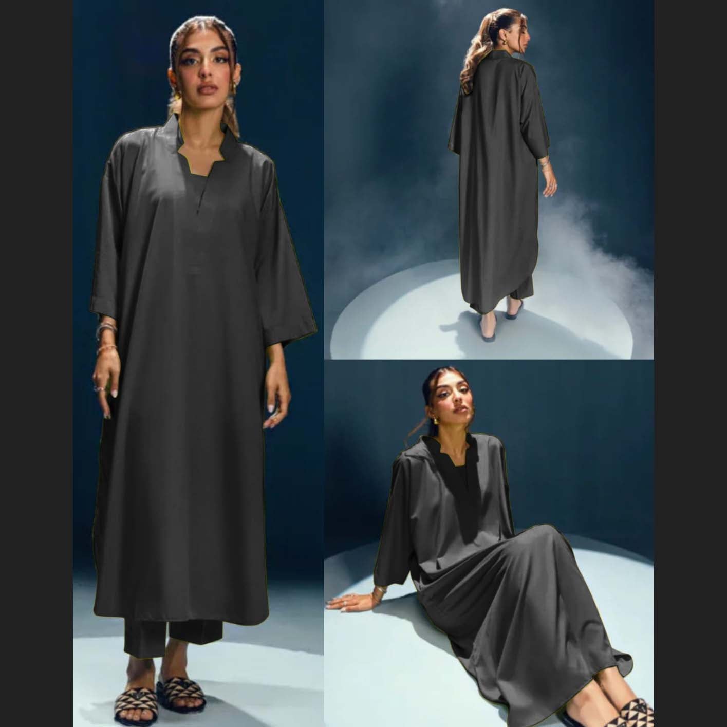 Long Length Cross Neck Style 2-Pcs Stiched Suit.