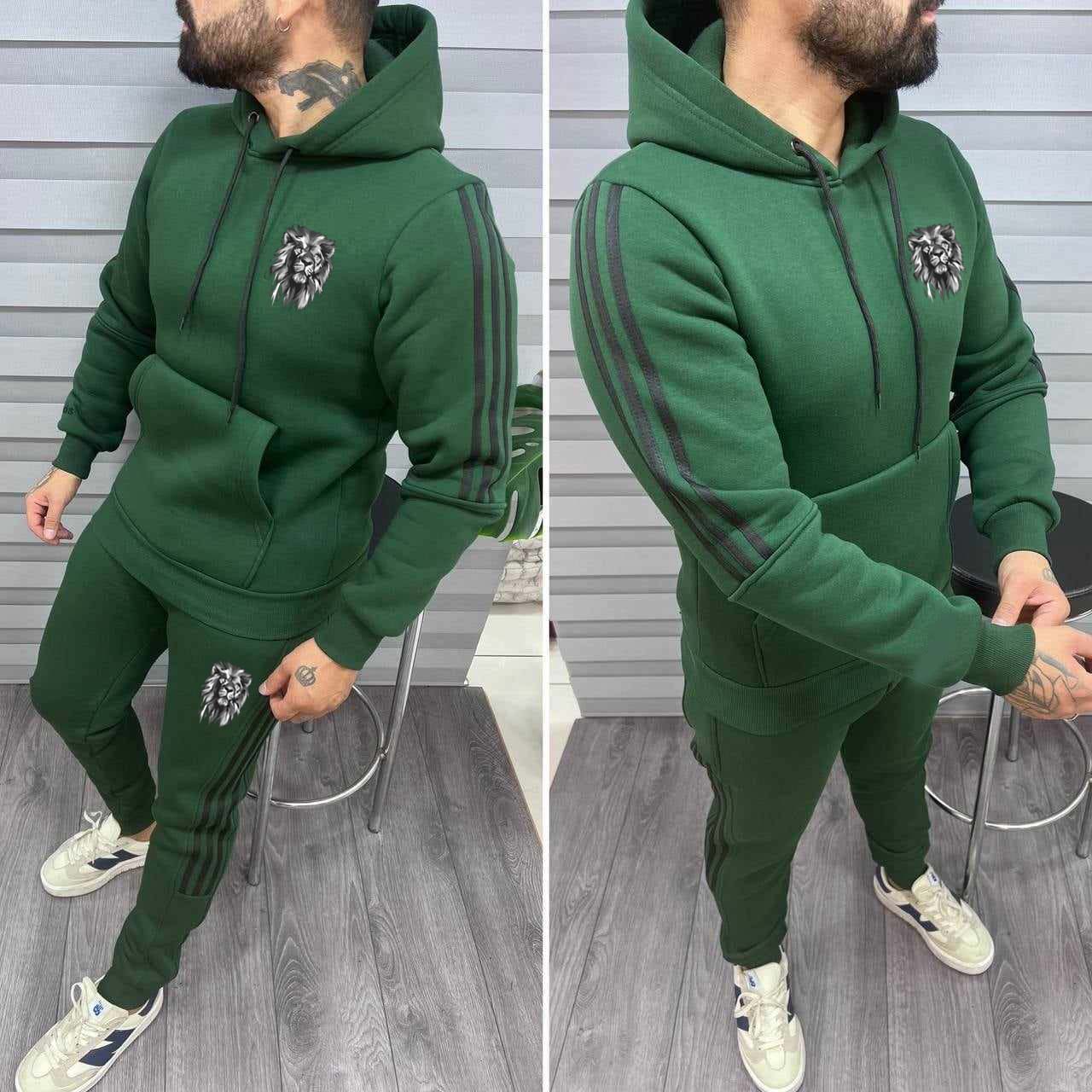 GL Stripe Pull-Over Hoodie Style 2-Pcs Premium Quality Winter Tracksuit. MWTS-503