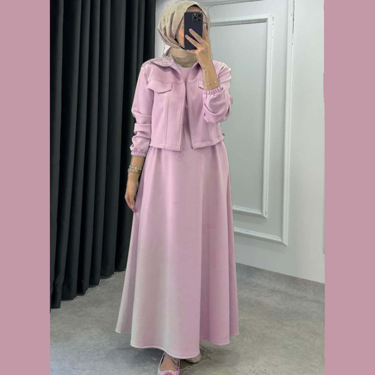 Drop Shoulder Short Jacket Maxi Style 2-Pcs Winter Co-Ord Set. WWTS-15 V3