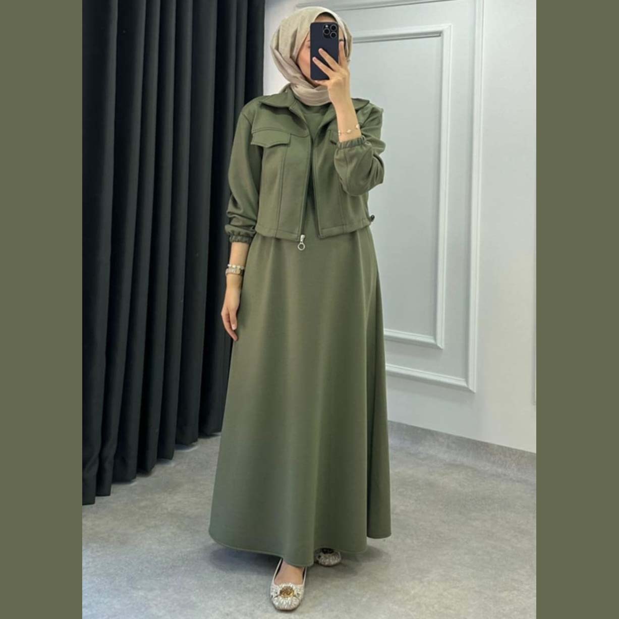 Drop Shoulder Short Jacket Maxi Style 2-Pcs Winter Co-Ord Set. WWTS-15 V3