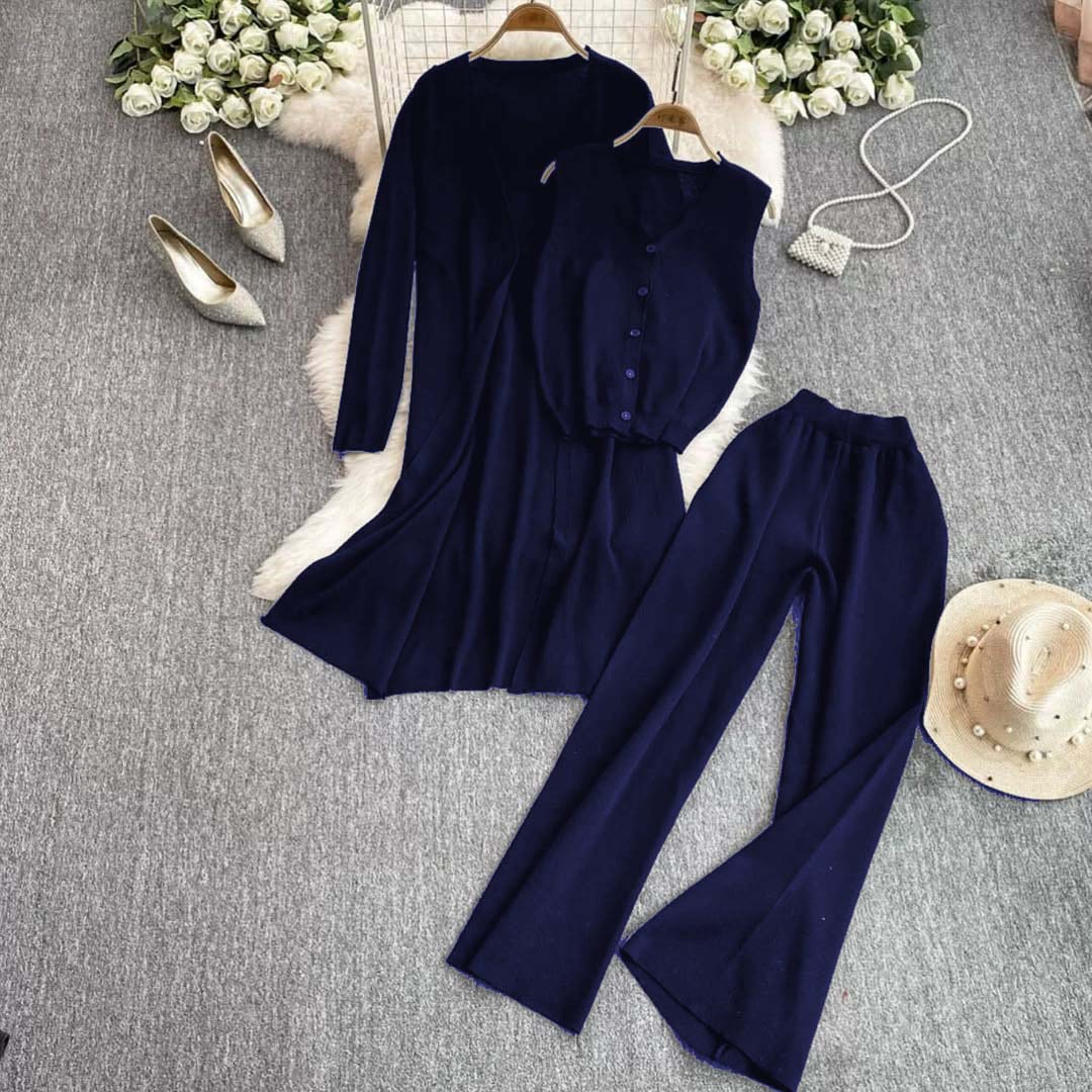 Long Gown Style 3-Pcs Winter Co-Ord Suit. WWTS-26