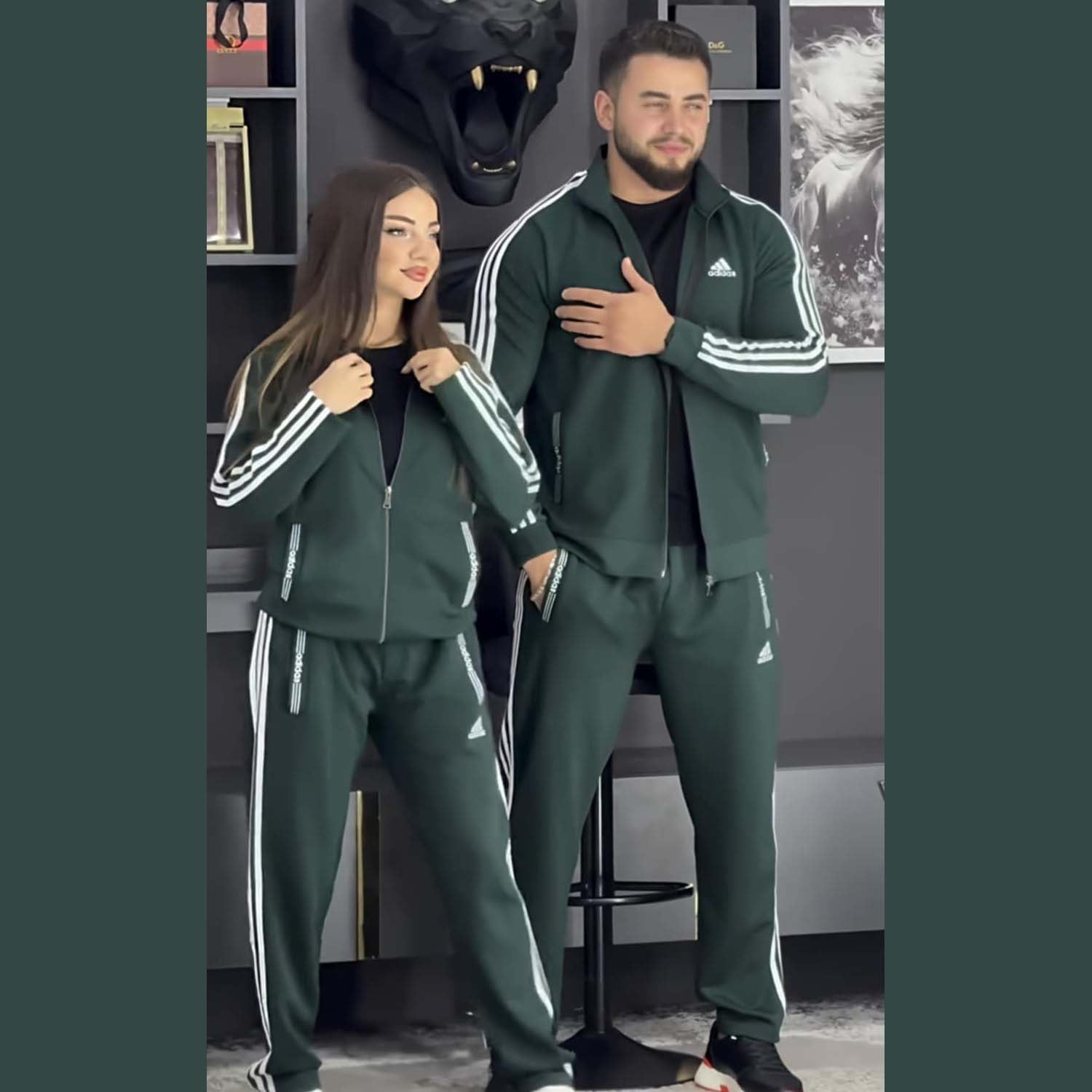 ADI Bundle Of 2 Couple Jacket 3-Stripe Style 2-Pcs Winter Tracksuit's. D-14.17