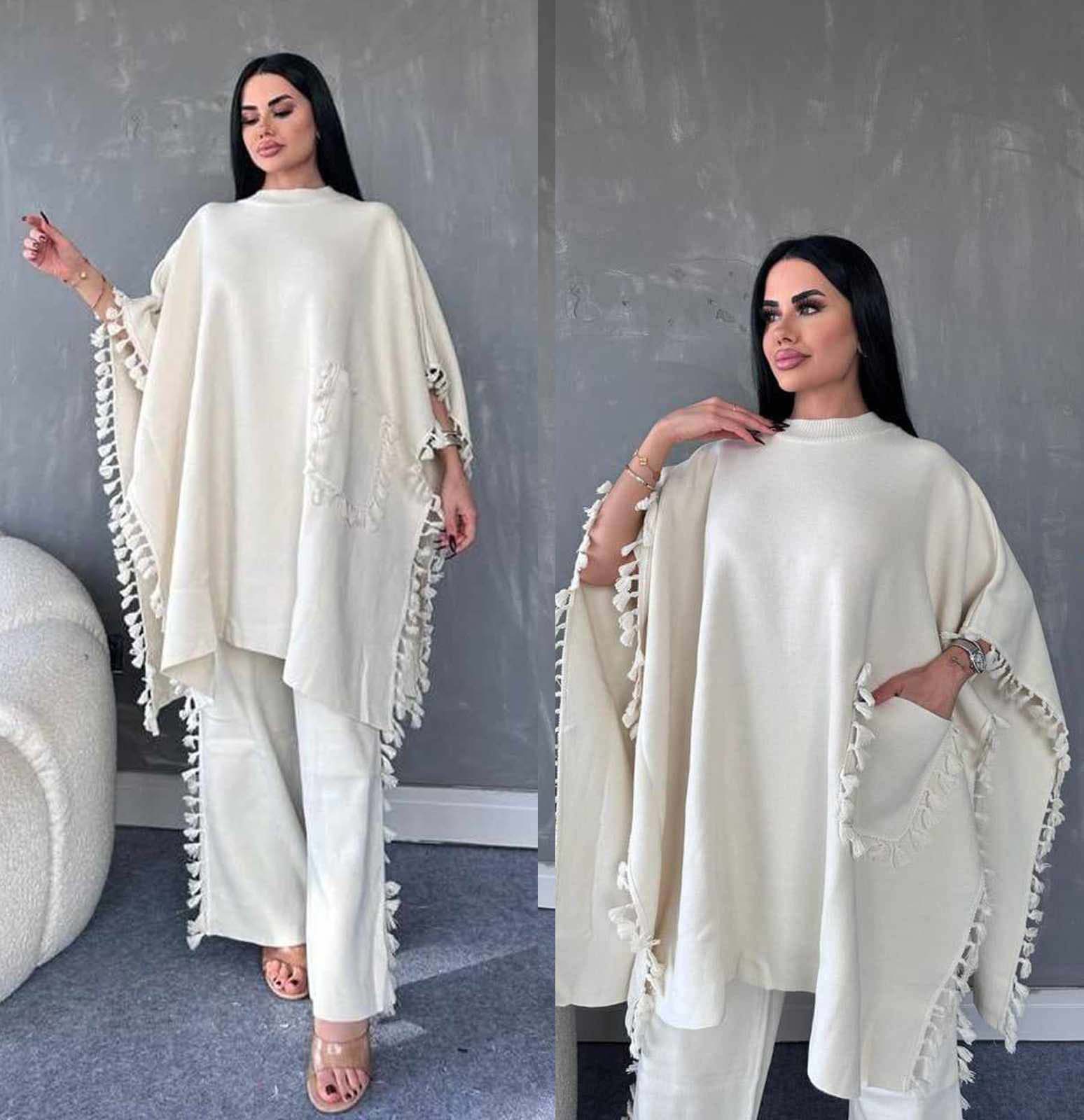 Open-Shawl Style Lace Work 2-Pcs Winter Co-Ord Set. WWTS-07